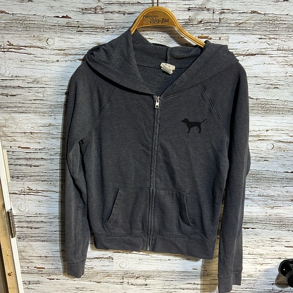 PINK Victorias Secret gray zip up hoodie size XS - Picture 2 of 7